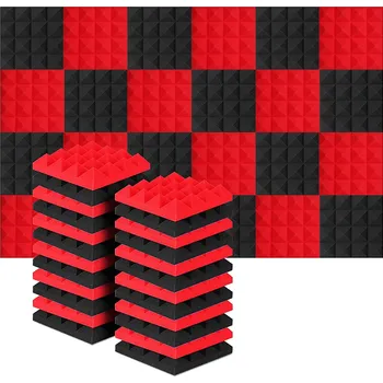 akustická pěna AKUSTICKÉ PANELY SILNÉ ČERNO-ČERVENÉ 24 KS