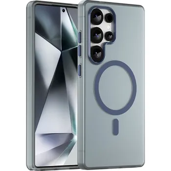 Pouzdro na mobilní telefon Kryt na Samsung Galaxy S25 Ultra gumový Magnetic (podpora MagSafe) tmavě modrý