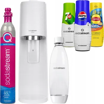 Výrobník sody VÝROBNÍK SODY SODASTREAM TERRA BÍLÝ + 3 LÁHVE + SIRUPY PEPSI 7UP LIPTON