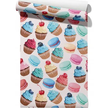 Tapeta Vliesová tapeta Muffiny a Makronky, role 50 cm x 6,1 m