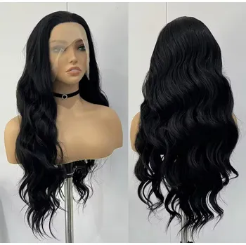 Paruka Wigorous Erika - dlouhá lace front vlnitá černá paruka