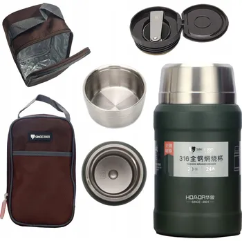 Termoska TURISTICKÁ TERMOSKA NA JÍDLO, POLÉVKU OCEL 316 TERMOS POUZDRO + LŽÍCE