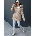 Béžová parka s kožešinovou kapucí ERISS TY4532 Velikost: 2XL
