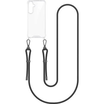 Pouzdro na mobilní telefon Kryt Armor Samsung A16 s černou šňůrkou průhledný (obal neboli pouzdro na Samsung A16)