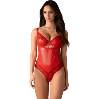 Dámské erotické body Půvabné body Aliosa teddy - Obsessive červená S/M