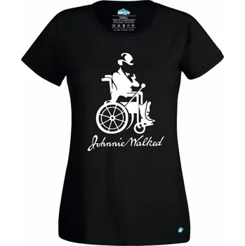 Dámské tričko Johnie Walked (Skladem XS-4XL) (Velikost: 4XL, Barva: Černá)