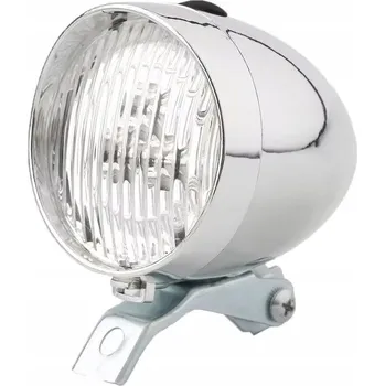 Cyklosvítilna RETRO SVĚTLO NA KOLO 3 LED NA VIDLICI, STŘÍBRNÉ CHROMOVÉ, NA BATERIE AAA