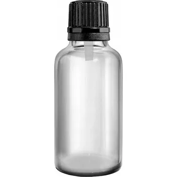 Láhev SKLENĚNÁ LÁHEV 50ml ČIRÁ S KAPÁTKEM ČERNÁ