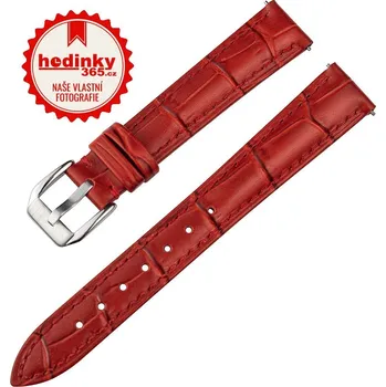 Řemínek na hodinky Kožený řemínek Ricardo Bergamo, červený - 12 mm