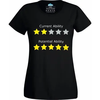 Dámské tričko Max Potential Ability Neomezený Potenciál (Skladem XS-4XL) (Velikost: 4XL, Barva: Černá)