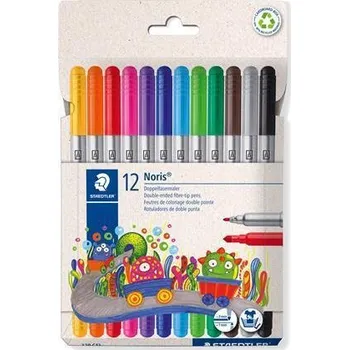 Fixy "Noris Club 320", 12 barev, sada, 1-3 mm, oboustranné, vypratelné, STAEDTLER 320 C12