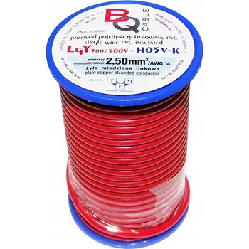 elektrický kabel Kabel LGY/H05V-K 2,50 mm2, 10 m, Červený (Červený)