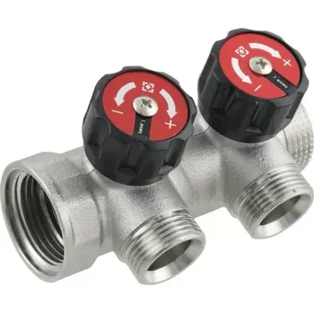 rozdělovač topení Sanitární rozdělovač s regulačními ventily 1" se dvěma okruhy 3/4"