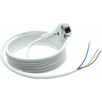 Napájecí kabel PŘÍVODNÍ KABEL S ÚHLOVOU ZÁSTRČKOU 3x1,5 BÍLÝ 3m