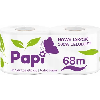 TOALETNÍ PAPÍR PAPI CELULÓZA BÍLÝ 2 VRSTVY 640 ÚTRŽKŮ 68 m - 2 ROLE
