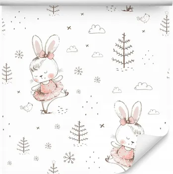 Tapeta Tapeta do pokoje Wallepic Tančící králíček 53 cm x 10 m bílá