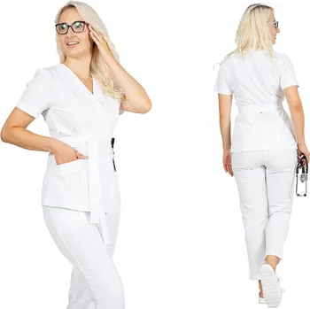 Dámská tunika Elastická lékařská tunika s obálkovým sakem a viskózou CARMEN BÍLÁ vel. 50