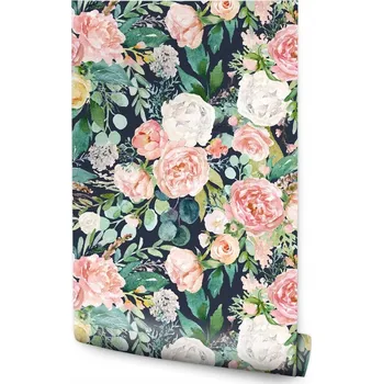 Fototapeta 10m TAPETA Barevné Květiny a Listy Malované Akvarelem