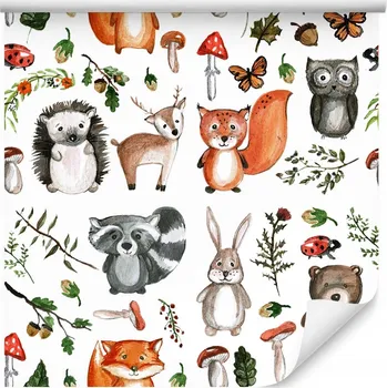 Fototapeta Tapeta do dětského pokoje lesní ZVÍŘATA rostliny