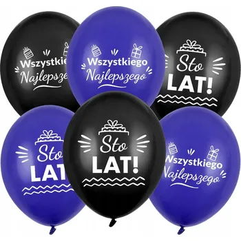 Narozeninové balónky Sto let, tmavě modré, mix, 30 cm, 50 ks