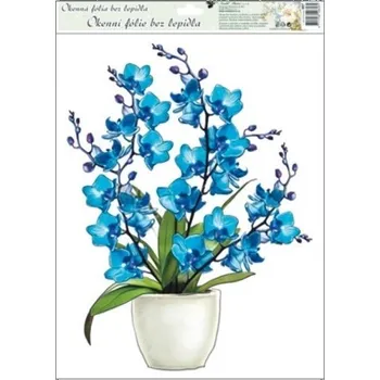 Okenní dekorace Anděl Okenní fólie Orchidej modrá 38 x 30 cm