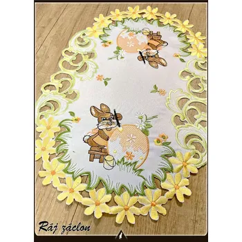 ubrus Vyšívaný ubrus 30 cm x 45 cm - velikonoce (Dekorativní vyšívaný ubrus na konferenční stolek.)