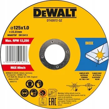 Řezný kotouč DEWALT DT43972 řezný kotouč 125x1x22,23 mm INOX nerezová ocel