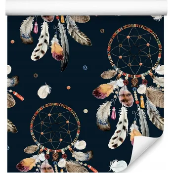 Fototapeta Tapeta do Ložnice Lapače Snů Pírka v Boho Stylu