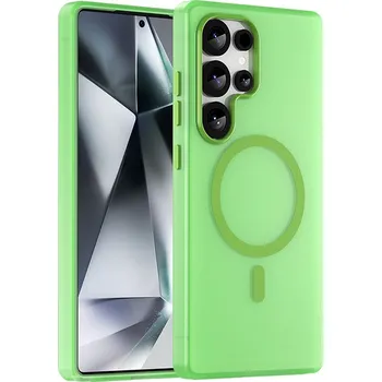 Pouzdro na mobilní telefon Kryt na Samsung Galaxy S25 Ultra gumový Magnetic (podpora MagSafe) zelený