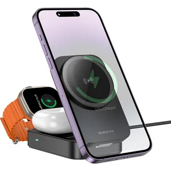 Bezdrátová nabíječka Borofone BQ38 Sharp 3v1 15W černá