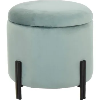 Stolička Podložka pro nohy DKD Home Decor Kov Polyester Tyrkysová (42 x 42 x 42 cm)