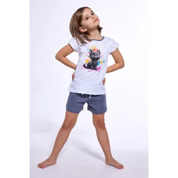 Pánské pyžamo DÍVČÍ DĚTSKÉ PYŽAMO KR 245/109 ČERNÁ KOČKA bílá 86/92