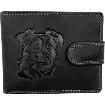 Peněženka Kožené peněženky s motivem - Border Kolie Barva: Černá