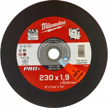 Řezný kotouč Řezací kotouč na kov 230X1,9 PRO+ Milwaukee