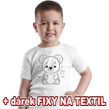 omalovánky Dětské tričko k vymalování - Medvídek II. + 6ks Fixy na textil