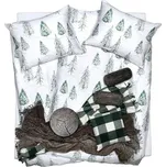 SCANquilt povlečení SATÉN PLUS woods bílozelená 140 x 200/70 x 90 cm 183868885