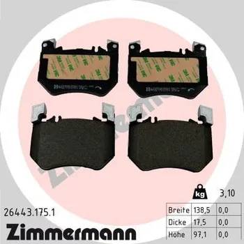 Brzdová destička Sada brzdových destiček, kotoučová brzda ZIMMERMANN 26443.175.1