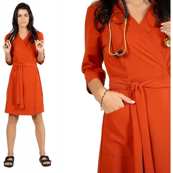 Dámské šaty Elastické zdravotnické šaty s překládaným výstřihem a vázáním, 3/4 rukáv ZOYA FOXY, vel. 42