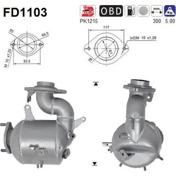 Filtr pevných částic Filtr sazových částic, výfukový systém AS FD1103