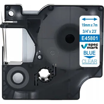 Pásek do tiskárny Páska Specmark pro DYMO D1 45801 19 mm x 7 m průhledná s modrým potiskem