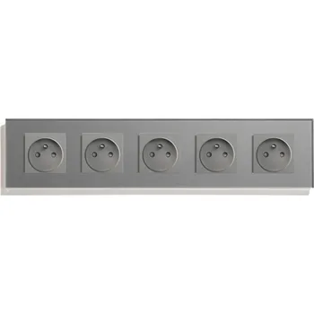 Elektrická zásuvka SKLENĚNÁ ZÁSUVKA 230V, 5 ZÁSUVEK V RÁMEČKU, 16A, 370mm, 5-NÁSOBNÁ