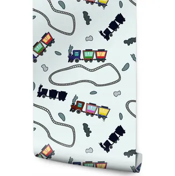 Fototapeta Dětská tapeta Barevný VLÁČEK Lokomotiva Parní vlak