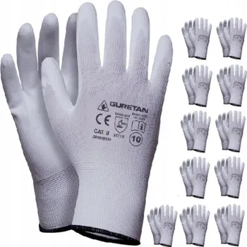 Pracovní oblečení PRACOVNÍ RUKAVICE BÍLÉ POLYURETAN GURETAN vel. 9, 12 párů