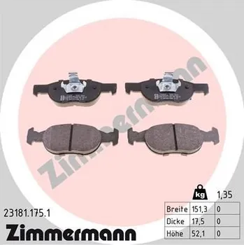 Brzdová destička Sada brzdových destiček, kotoučová brzda ZIMMERMANN 23181.175.1