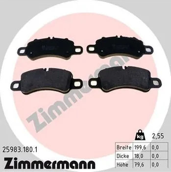 Brzdová destička Sada brzdových destiček, kotoučová brzda ZIMMERMANN 25983.180.1