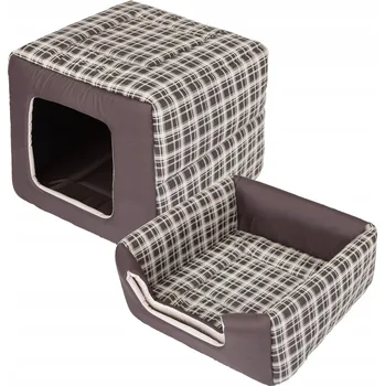 Pelíšek pro psa Pelíšek a bouda 2v1, obdélníkové pelíšek pro psa se stříškou 38x38 cm