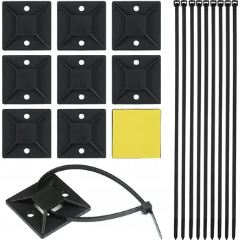 Stahovací páska ORGANIZÉR NA KABELY DRŽÁK 10 KS STAHOVACÍ PÁSKY LEPIDLO 3M