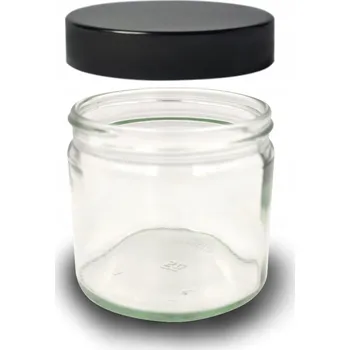 Zavařovací sklenice Skleněná zavařovací sklenice čirá 250 ml s černým víčkem