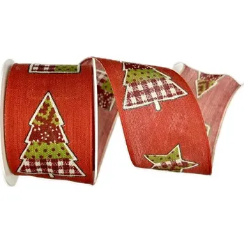 Stuha Vánoční stuha bavlněná CHRISTMAS červená 40mm x 2m (Vánoční stuha potisk CHRISTMAS červená, s drátkem)