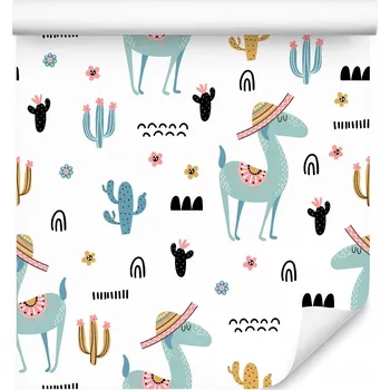 Fototapeta Tapeta do Dětského Pokoje ALPAKY Kaktusy Klobouky